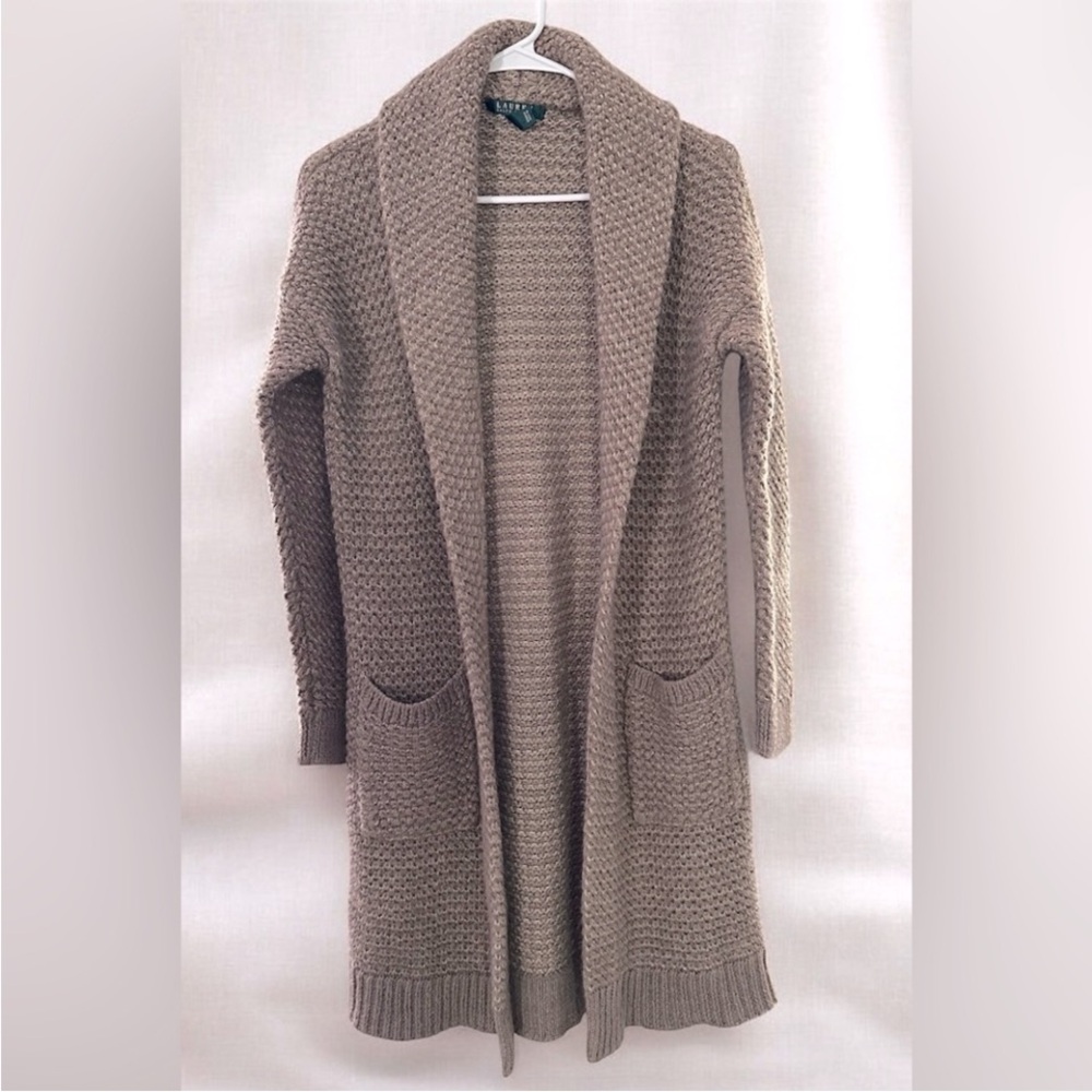Lauren Ralph Lauren Taupe Knit Cardigan